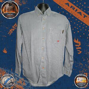 Ariat Work FR Shirt Mens Small S Blue Check ATPV 8.9 CAT 2 22x30